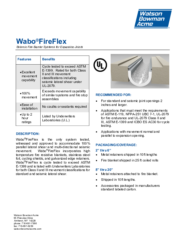 Wabo®FireFlex (VFF, HFF, HFW) Technical Data Sheet Cover