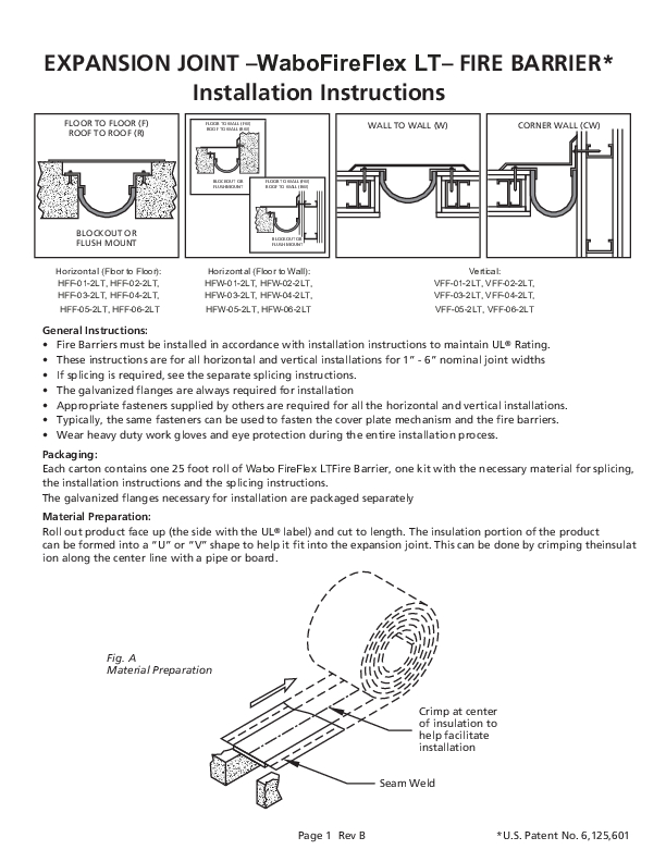 Wabo®FireFlex LT Install US English 1-6 in Cover