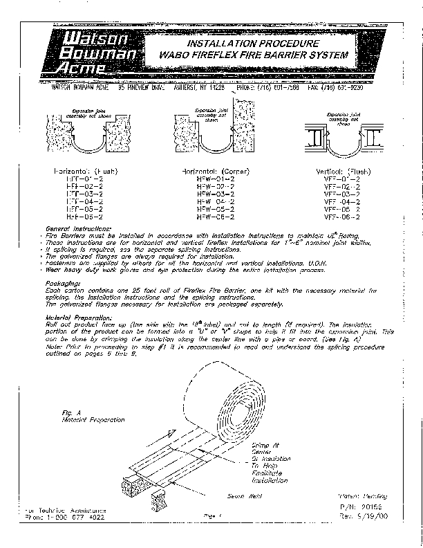 Wabo®FireFlex (VFF, HFF, HFW) Installation Procedure Cover