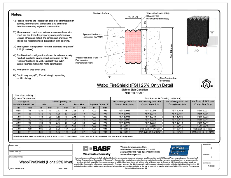 Wabo®FireShield (FSH-Horizontal) CAD Detail (25% Mvnt) Cover