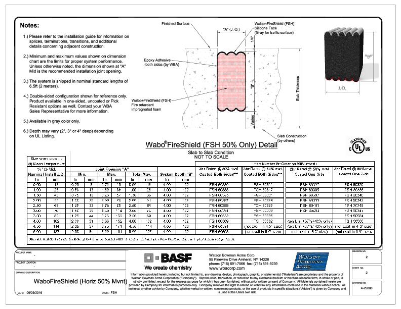 Wabo®FireShield (FSH-Horizontal) CAD Detail (50% Mvnt) Cover