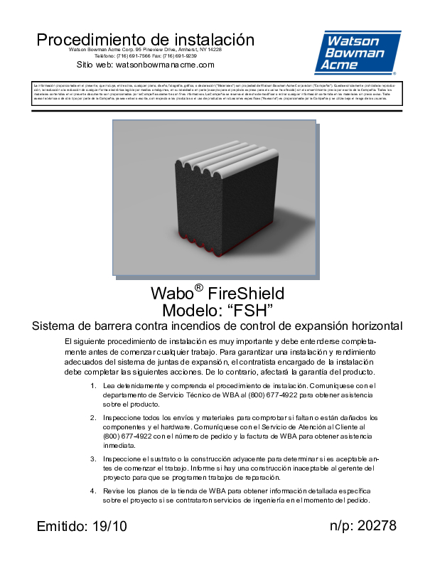 Wabo Fire Shield FSH Install Spanish Cover