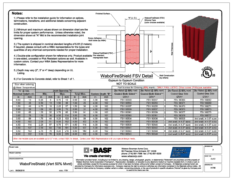 Wabo®FireShield (FSV-Vertical) CAD Detail (50% Mvnt Sht2of2) Cover