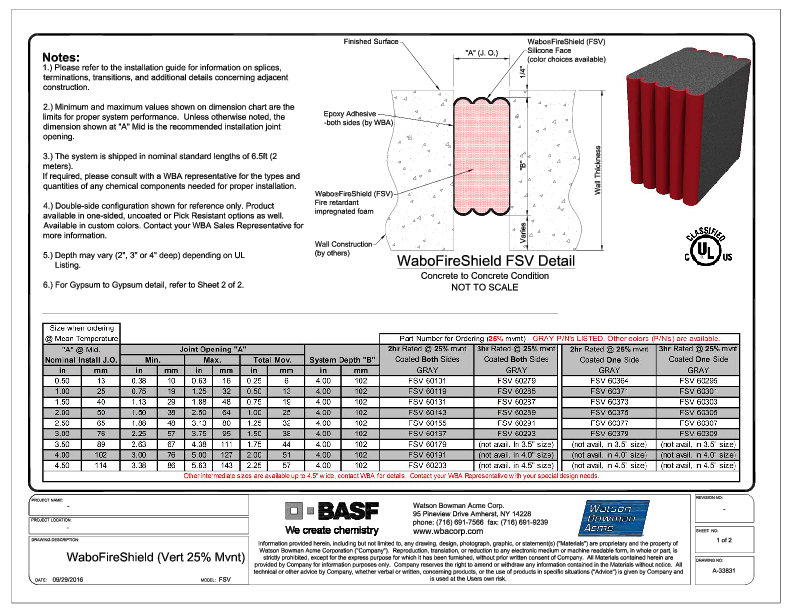 Wabo®FireShield (FSV-Vertical) CAD Detail (25% Mvnt Sht1of2) Cover