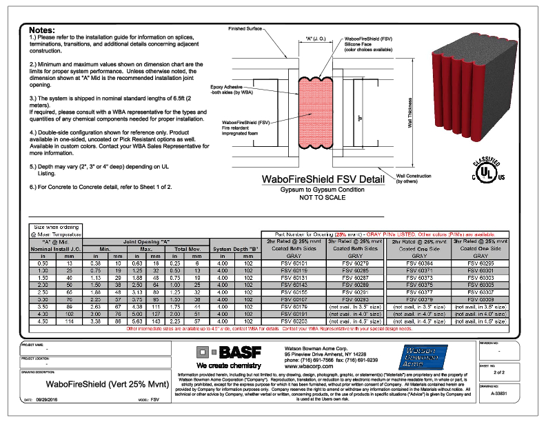Wabo®FireShield (FSV-Vertical) CAD Detail (25% Mvnt Sht2of2) Cover