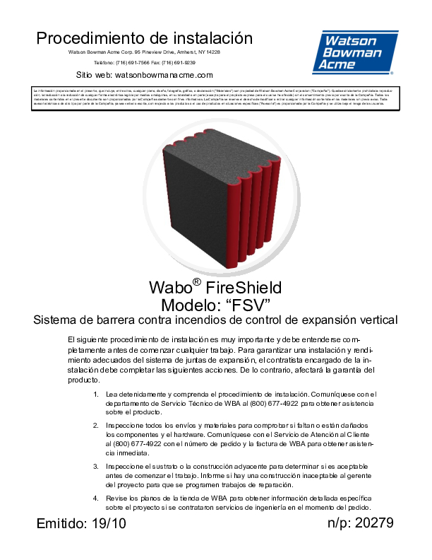 Wabo®FireShield FSV Install Spanish Cover