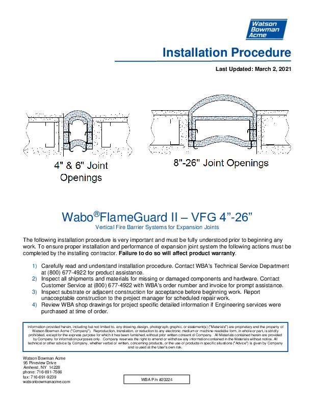 Wabo®FlameGuard II (VFG) Installation Procedure Cover