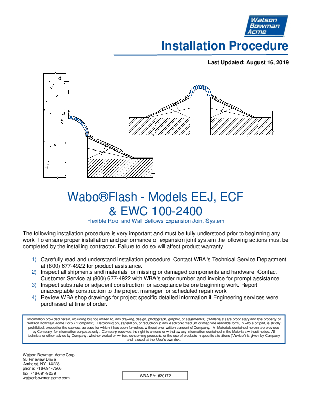 Wabo®Flash (ECF, EEJ, EVS) Installation Procedure Cover