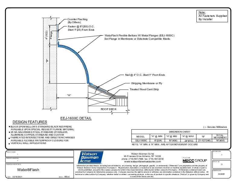 Wabo®Flash (EEJ-1600C) CAD Detail Cover