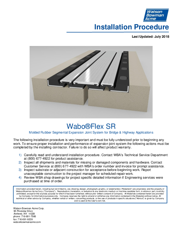 Wabo®Flex (SR) Installation Procedure Cover