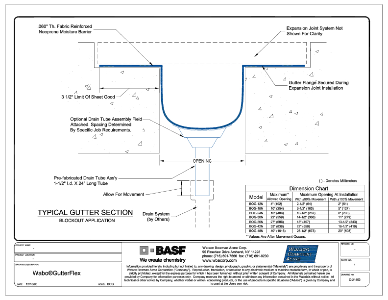 Wabo®GutterFlex (BOG-12N-48N) CAD Detail Cover