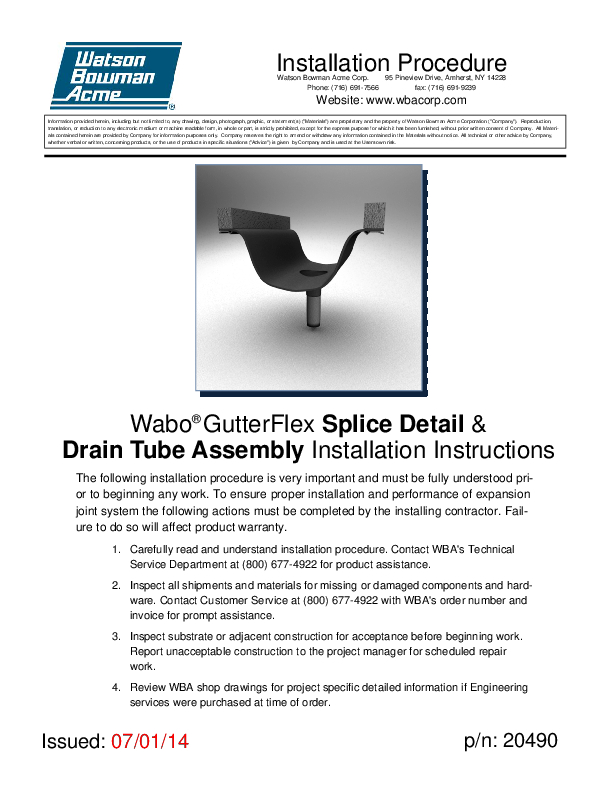 Wabo®GutterFlex Drain Tube Installation Procedure Cover