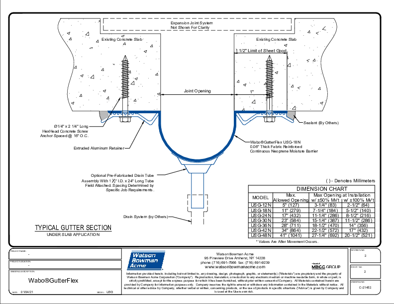 Wabo®GutterFlex (USG-12N-48N) CAD Detail Cover