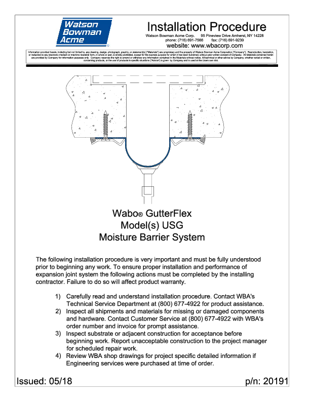 Wabo®GutterFlex (USG) Installation Procedure Cover