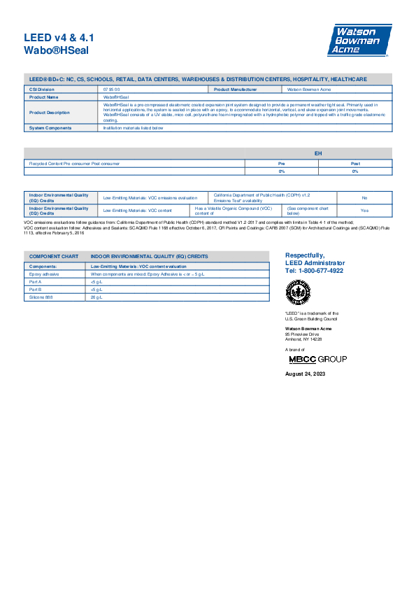 Wabo H Seal Cover