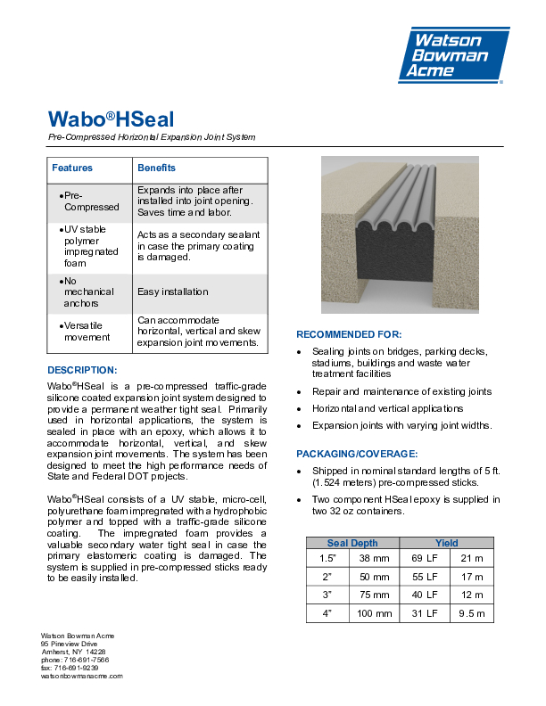 Wabo®HSeal (EH) Technical Data Sheet Cover