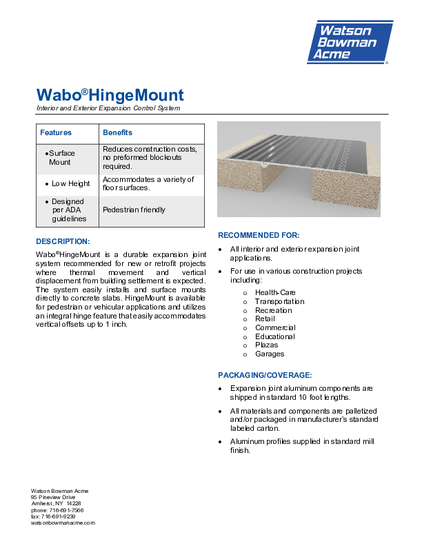 Wabo®HingeMount (HDH) Technical Data Sheet Cover