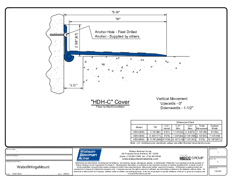 Wabo®HingeMount (HDH-200C-600C) CAD Detail Cover