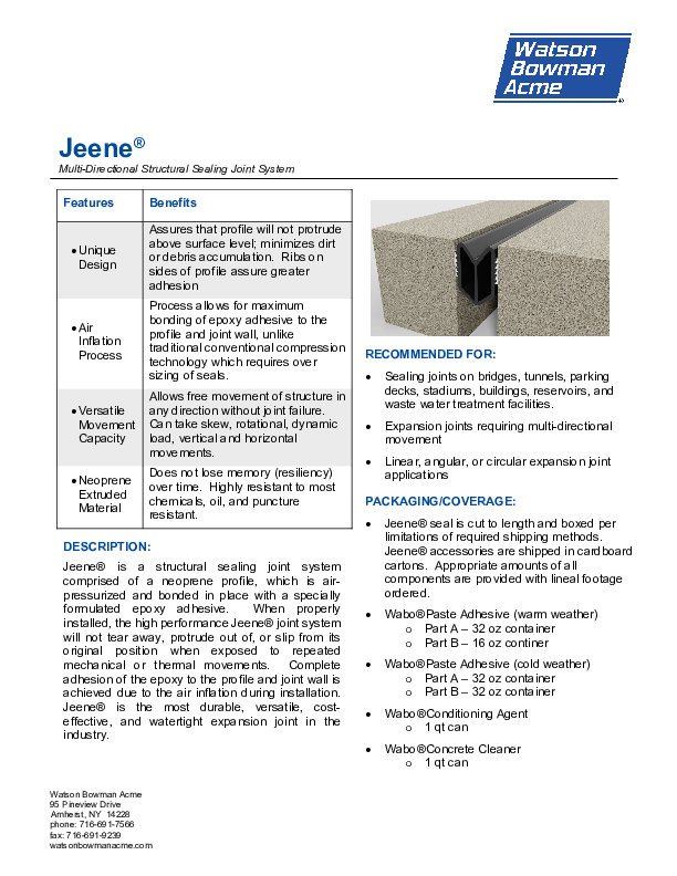 Jeene® (FW, W) Technical Data Sheet Cover