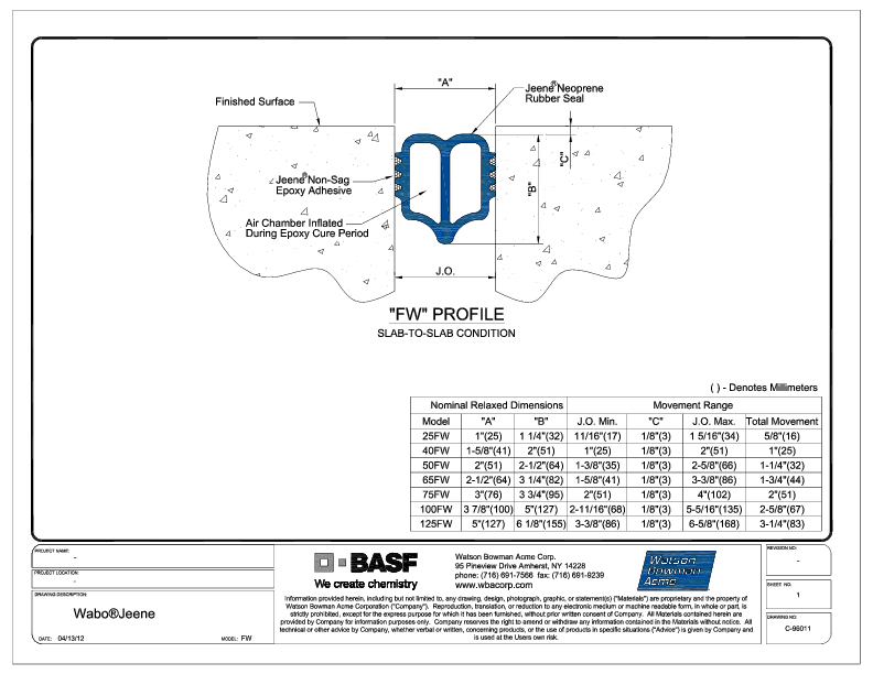 Jeene® (FW) Profile CAD Detail Cover