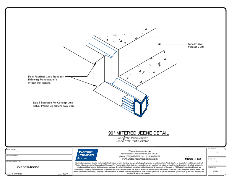 Jeene® (FW-W) 90° Mitered Jeene® CAD Detail Cover