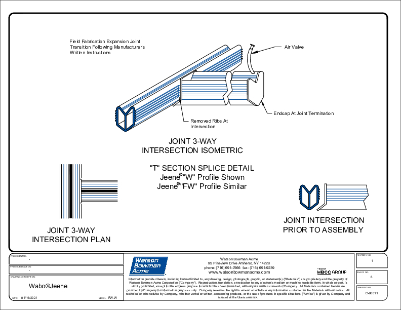 Jeene® (FW-W) Joint 3-Way Intersection Isometric CAD Detail Cover