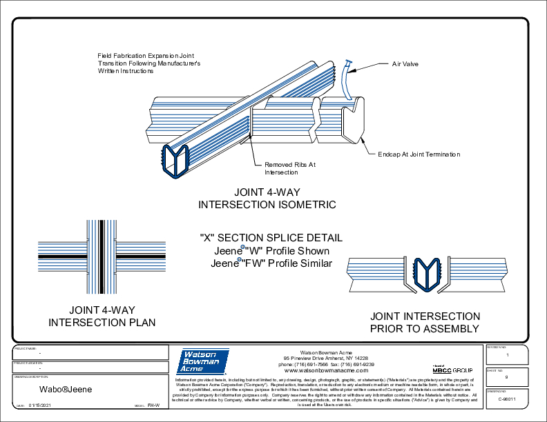 Jeene® (FW-W) Joint 4-Way Intersection Isometric CAD Detail Cover