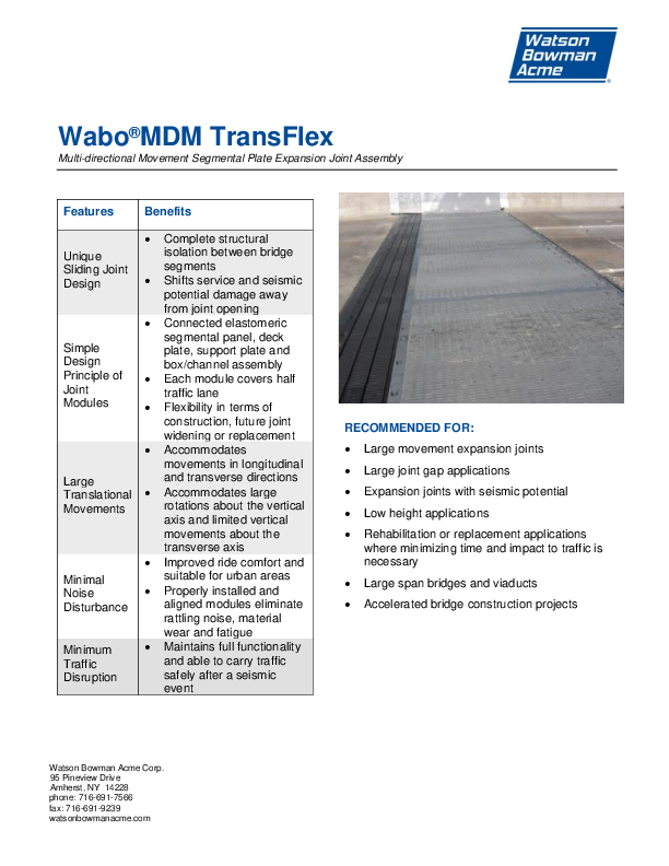 Wabo®MDM TransFlex (MDM) Data Sheet Cover