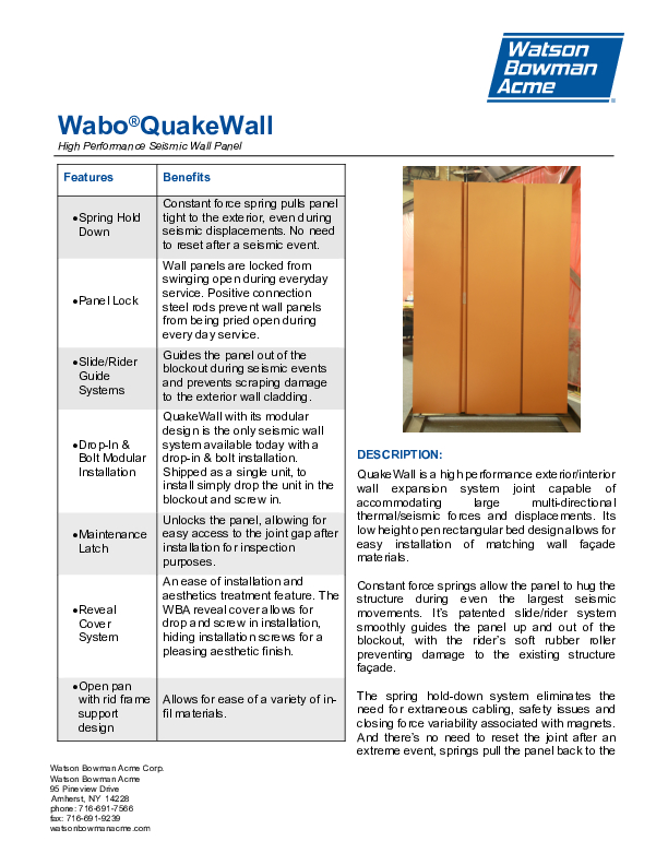 Wabo®QuakeWall (QWE) Technical Data Sheet Cover