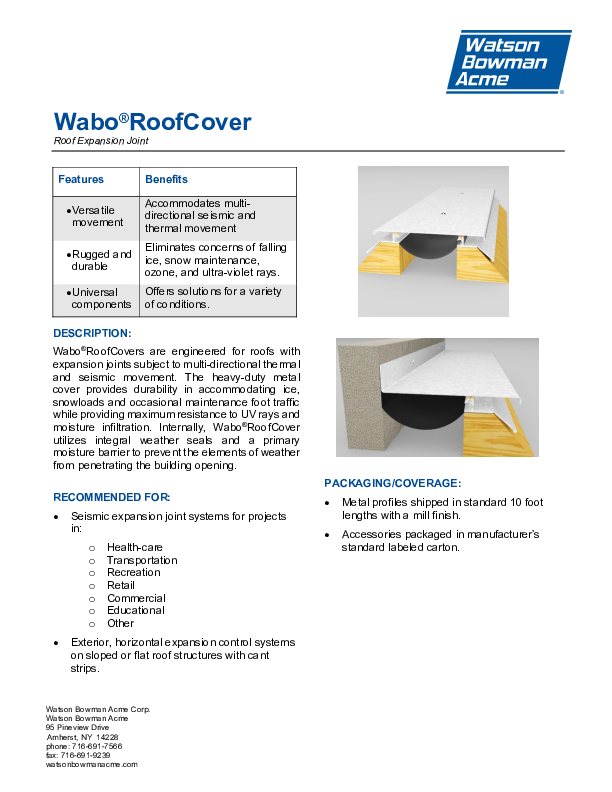 Wabo®RoofCover (RFC, RFL) Technical Data Sheet Cover