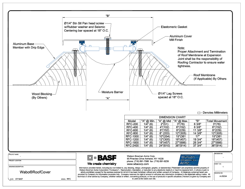 Wabo®RoofCover (RFC-200-2400) CAD Detail Cover