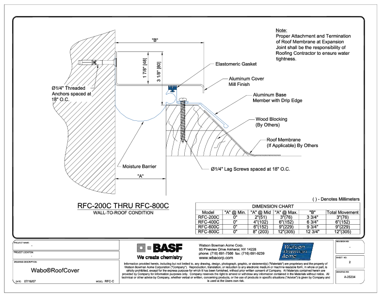 Wabo®RoofCover (RFC-200C-800C) CAD Detail Cover