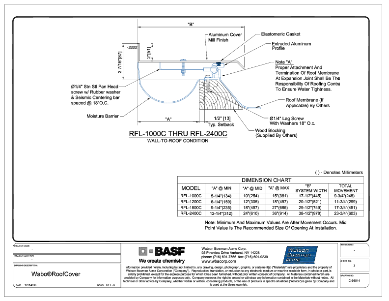 Wabo®RoofCover (RFL-1000C-2400C) CAD Detail Cover