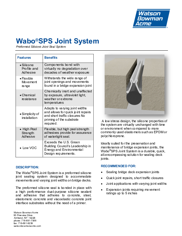 Wabo®SPS Technical Data Sheet Cover