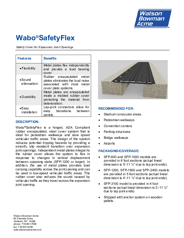 Wabo®SafetyFlex (SFP) Technical DataSheet Cover