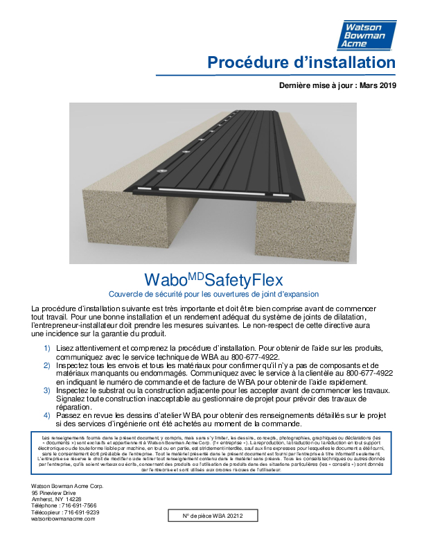 Wabo®SafetyFlex (SFP) Installation Procedure (French) Cover