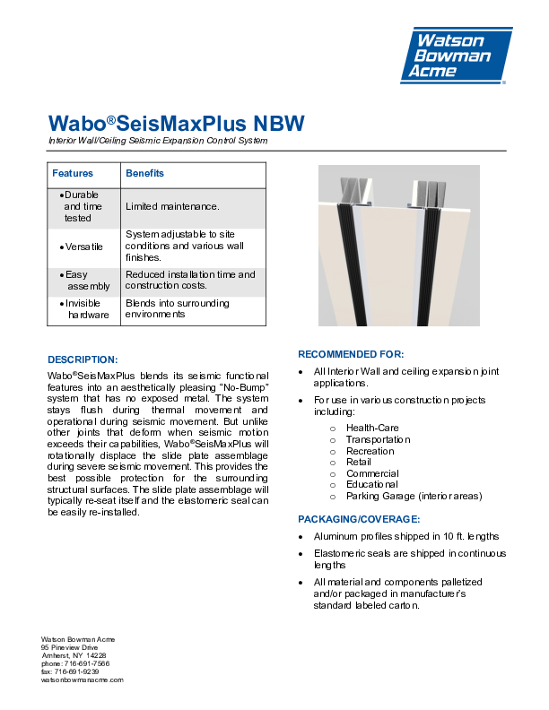 Wabo®SeisMax Plus (NBW) Technical Data Sheet Cover