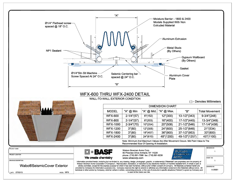 Wabo®SeismicCover Exterior (WFX-600-2400) CAD Detail Cover