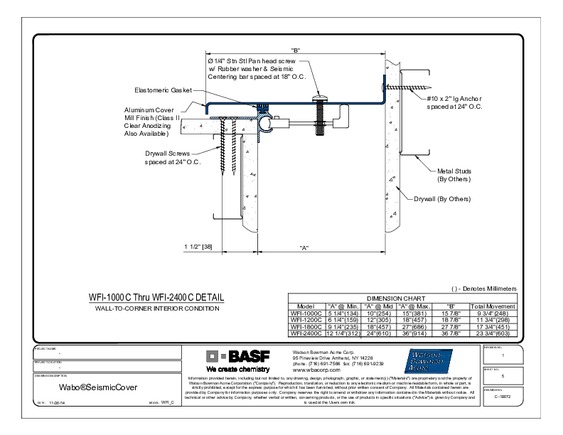 Wabo®SeismicCover Interior (WFI-1000C-2400C) CAD Detail Cover