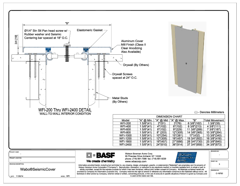 Wabo®SeismicCover Interior (WFI-200-2400) CAD Detail Cover