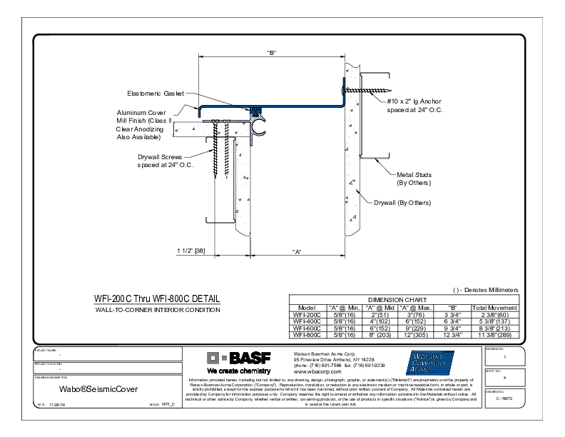 Wabo®SeismicCover Interior (WFI-200C-800C) CAD Detail Cover