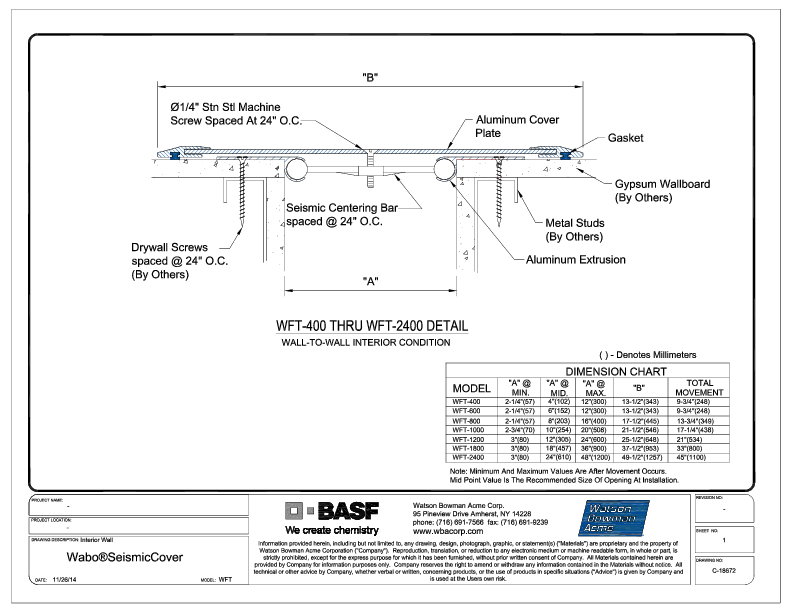 Wabo®SeismicCover Interior (WFT-400-2400) CAD Detail Cover