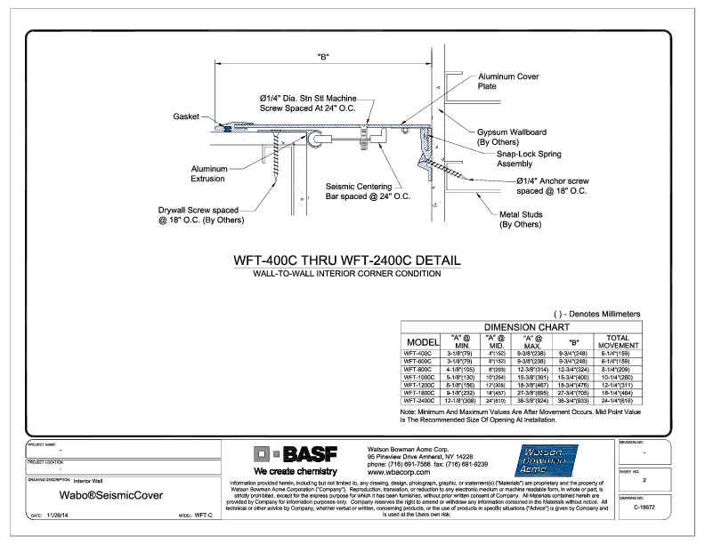 Wabo®SeismicCover Interior (WFT-400C-2400C) CAD Detail Cover