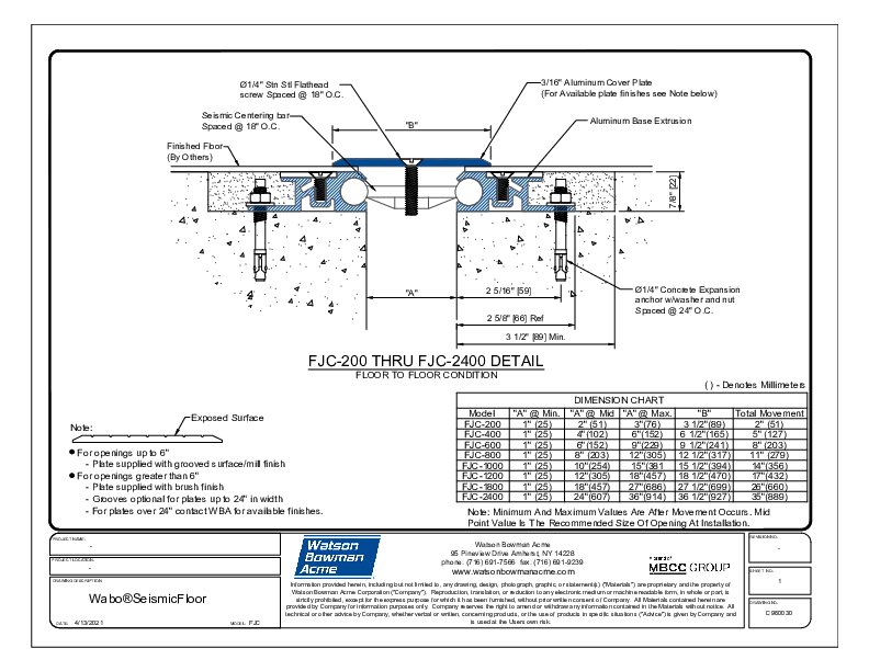 Wabo®SeismicFloor (FJC-200-2400) CAD Detail Cover