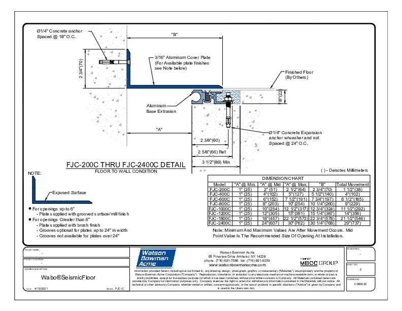 Wabo®SeismicFloor (FJC-200C-2400C) CAD Detail Cover