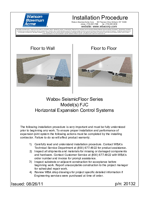 Wabo®SeismicFloor (FJC) Installation Procedure Cover