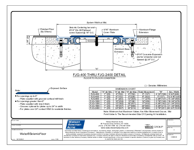Wabo®SeismicFloor (FJG-400-2400) CAD Detail Cover