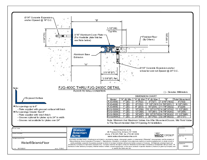 Wabo®SeismicFloor (FJG-400C-2400C) CAD Detail Cover