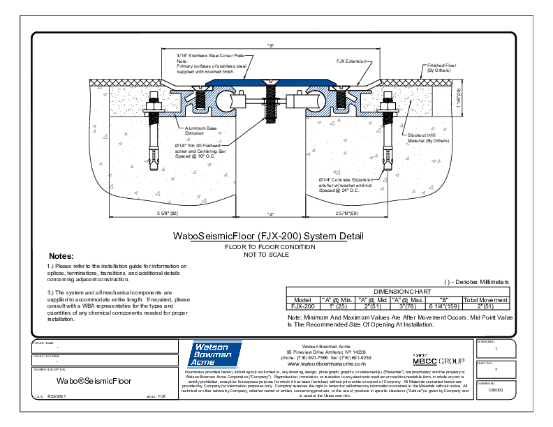 Wabo®SeismicFloor (FJX-200) CAD Detail Cover