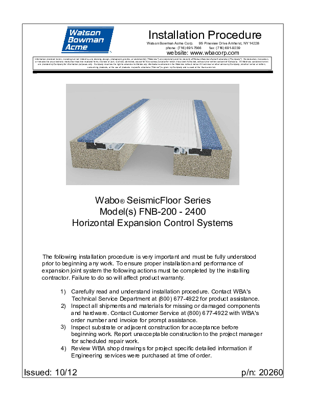 Wabo®SeismicFloor (FNB 200-2400) Installation Procedure Cover